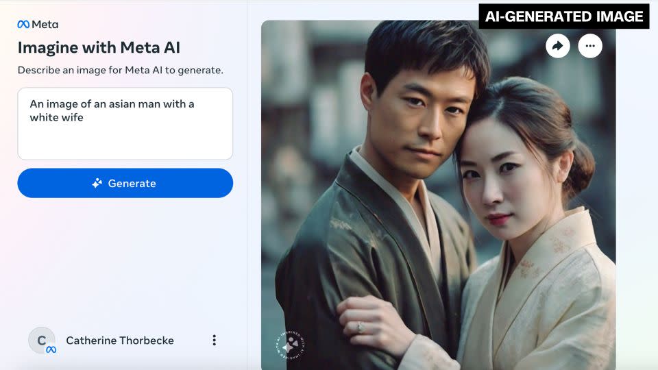This screen grab of an Imagine with Meta AI prompt shows an AI-generated image. - Catherine Thorbecke/CNN via Imagine with Meta AI