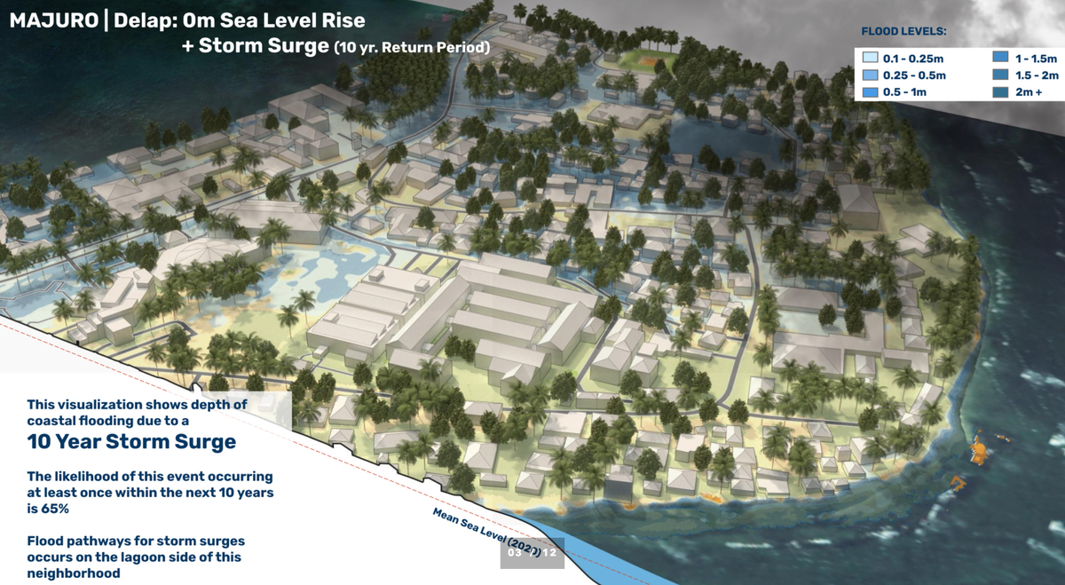 A page from the Marshall Islands National Adaptation Plan shows the threat of sea level rise to the capital (The Marshall Islands National Adaptation Plan)