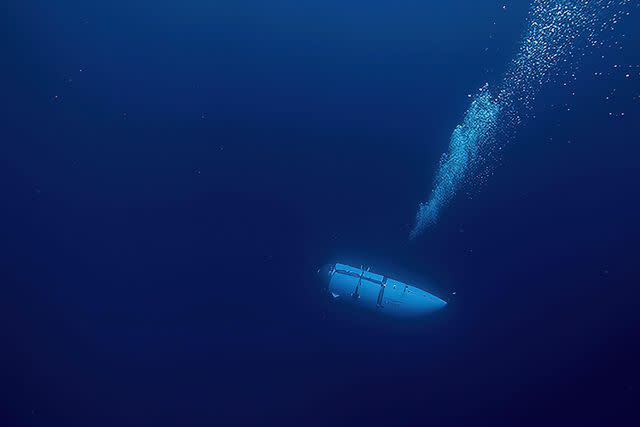 <p>Alamy Stock Photo</p> The Oceangate submersible 'Titan' in the water