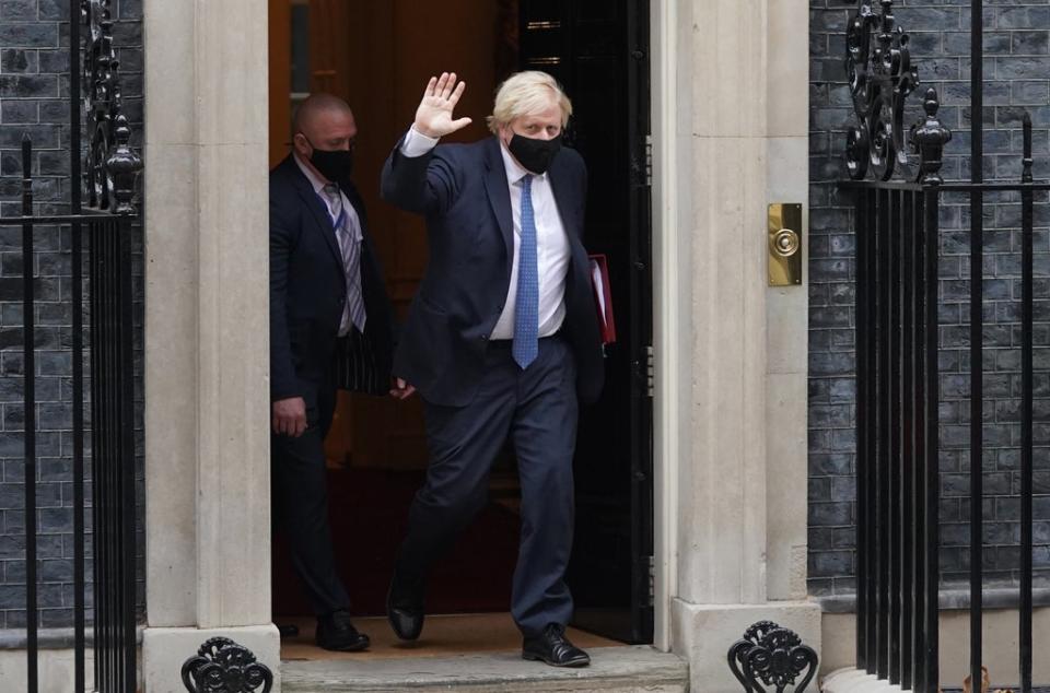 Prime Minister Boris Johnson leaves 10 Downing Street, London, to attend Prime Minister’s Questions (Stefan Rousseau/PA) (PA Wire)