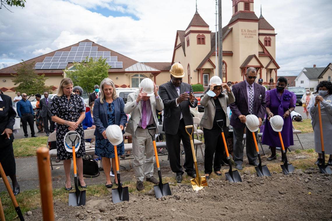The beginning of the ground breaking event of the 60-unit affordable housing development across from the Shiloh Baptist Church in Tacoma on July 17, 2022.