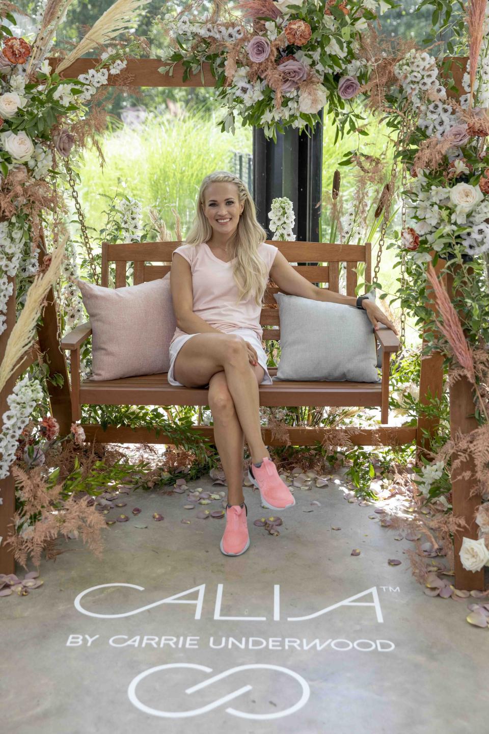 Underwood hosted her CALIA by Carrie Underwood Summer House event to showcase the line's swimwear collection on July 16 in East Hampton, N.Y.&nbsp; (Photo: AP Images/ Ann-Sophie Fjello Jensen)