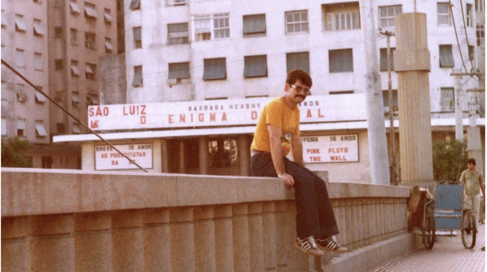 Kleber Mendonça Filho outside the São Luis cinema in Recife