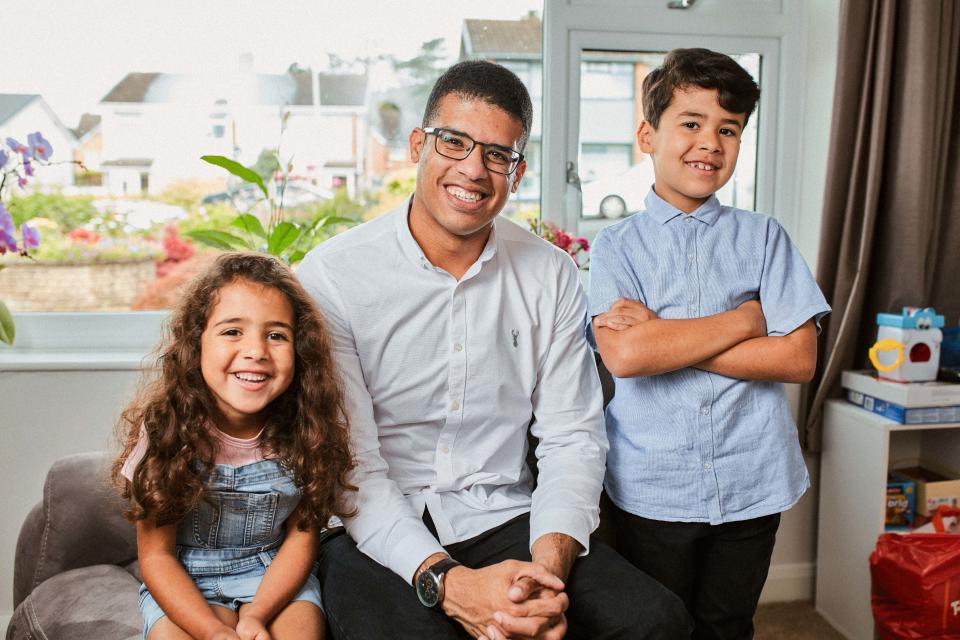 Lee Chambers pictured with son Myles and daughter Annabel.