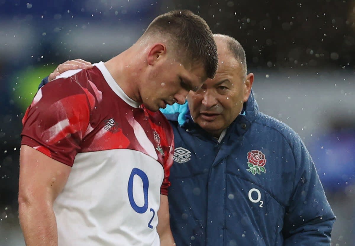 Owen Farrell and Eddie Jones aim to get England’s campaign up and running at Twickenham  (AFP via Getty Images)