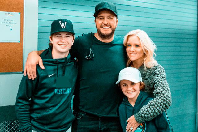 <p>Caroline Bryan/Instagram</p> Luke Bryan and wife Caroline with sons Bo and Tate