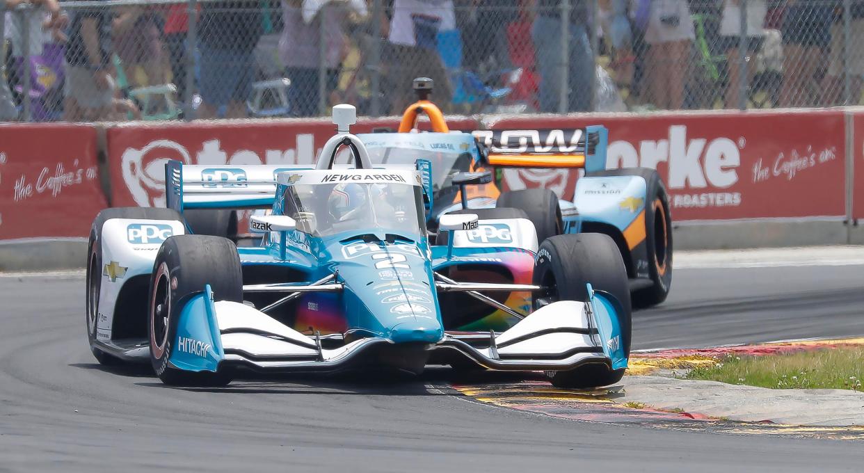 Josef Newgarden (2) corners out of turn 5 during the Sonsio Grand Prix in June at Elkhart Lake’s Road America near Plymouth, Wisconsin.