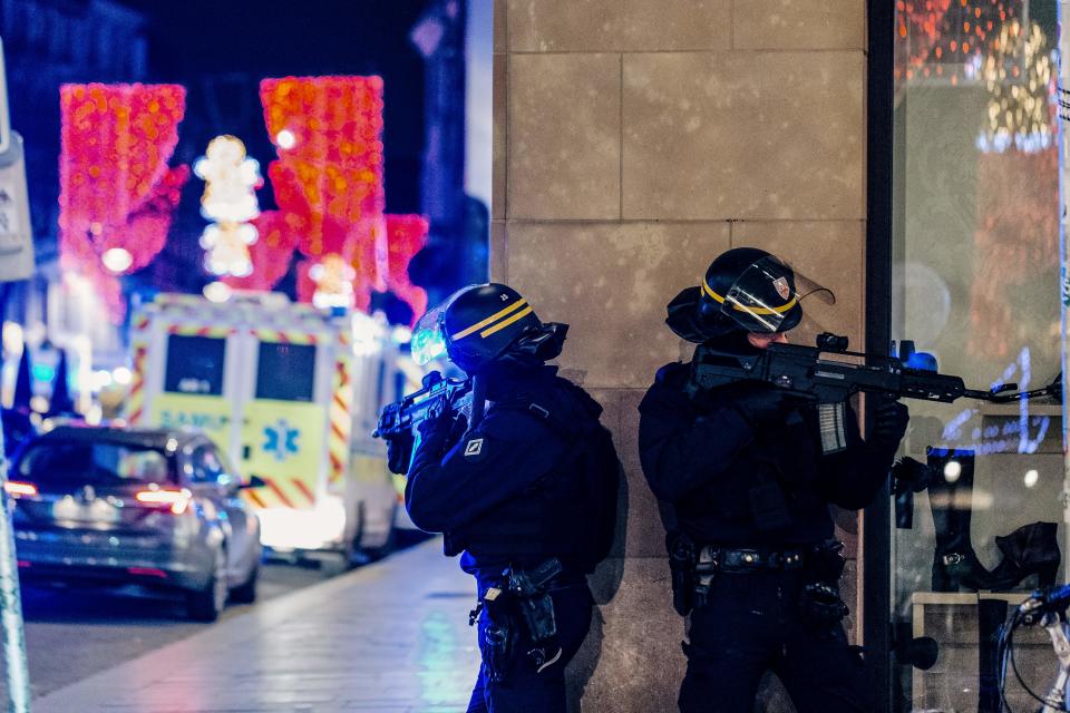 French police officers stand guard near the scene of a shooting on Dec. 11, 2018 in Strasbourg, eastern France. (Photo: Abdesslam Mirdass/AFP/Getty Images)