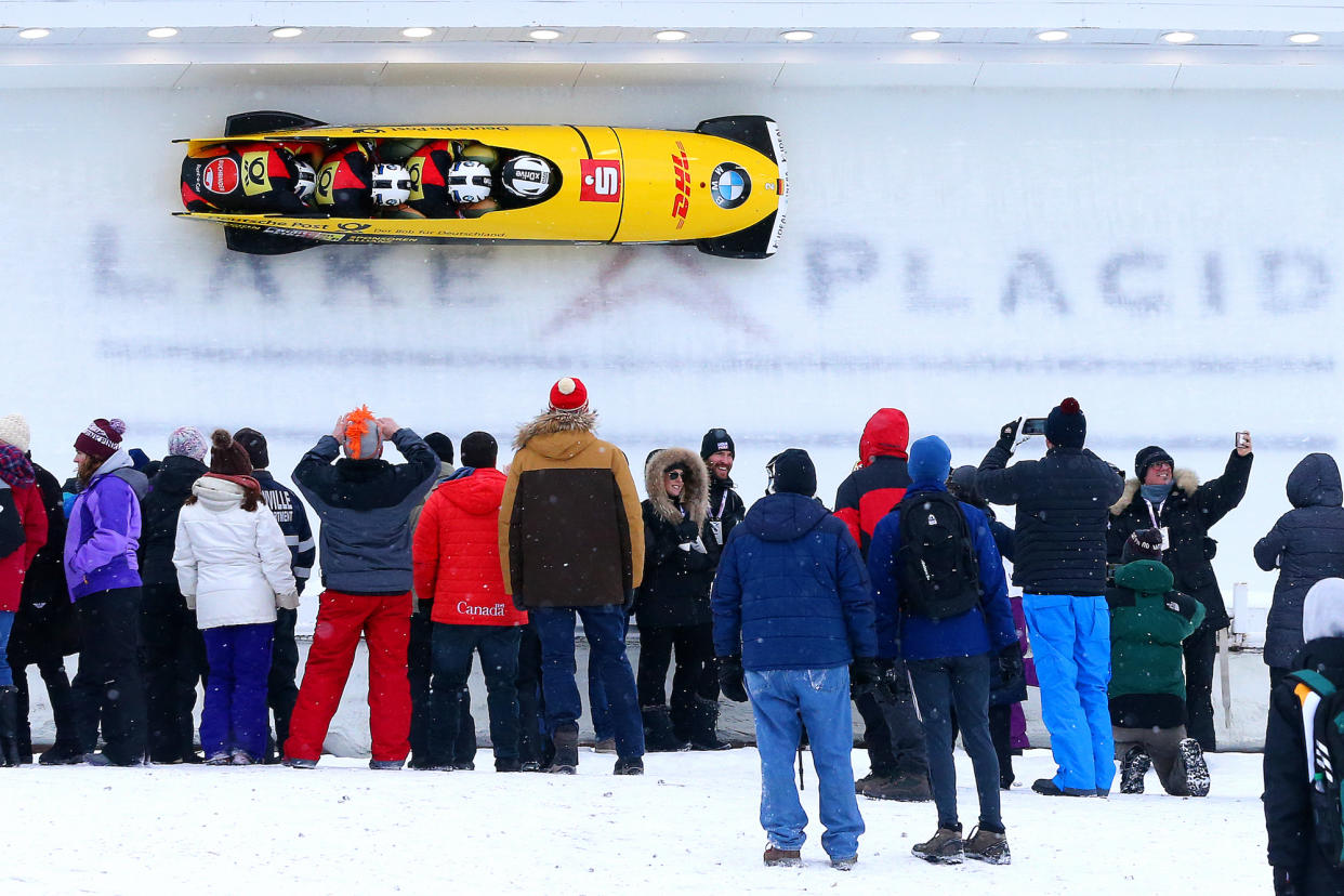 Spectators watch the 2019 Bobsleigh World Cup event in Lake Placid. (Maddie Meyer/Getty Images)