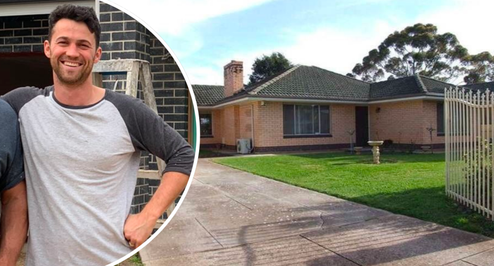 Curtis Fraus next door to his Adelaide property before renovations are completed.