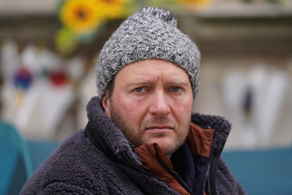 Richard Ratcliffe outside the Foreign Office in London, during his continued hunger strike (Kirsty O’Connor/PA) (PA Wire)