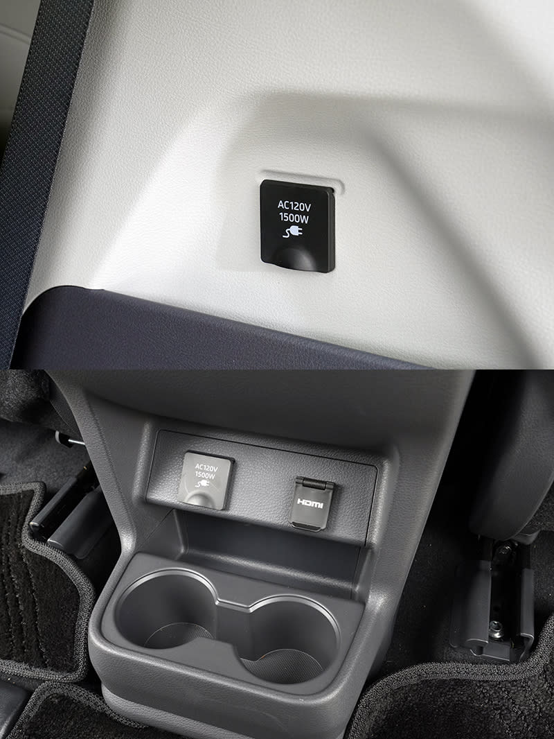 前座中央鞍座後方與行李廂側邊各設有一組AC120V的插座，可提供共1,500瓦的電源。