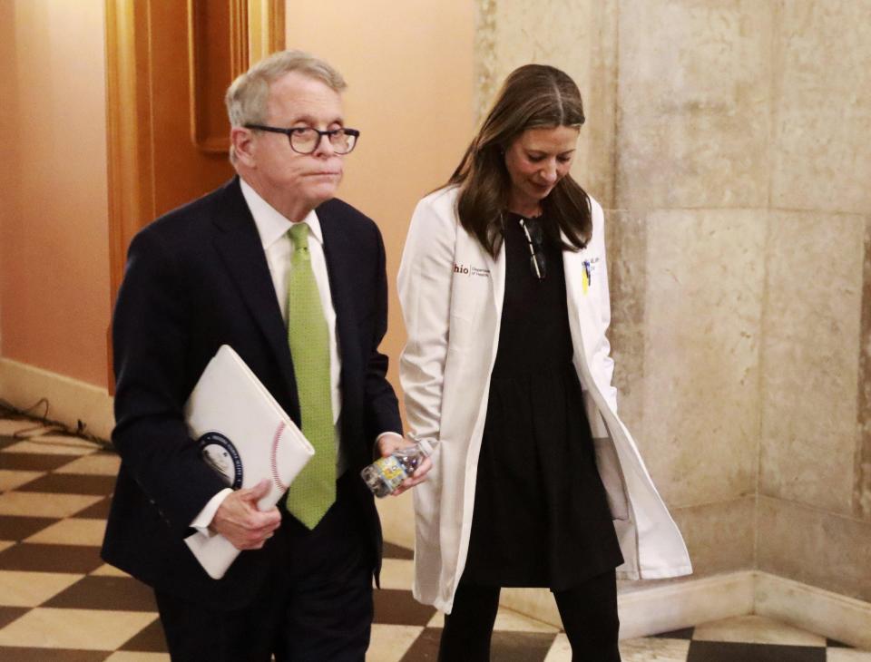 Ohio Gov. Mike DeWine and Ohio Department of Health Director Dr. Amy Acton