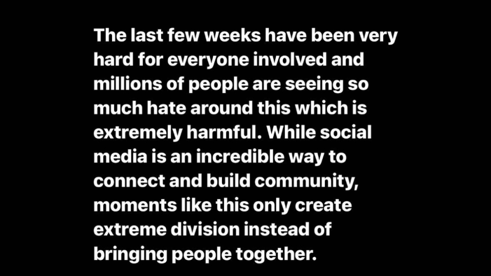 hailey bieber's instagram story in response to selena drama