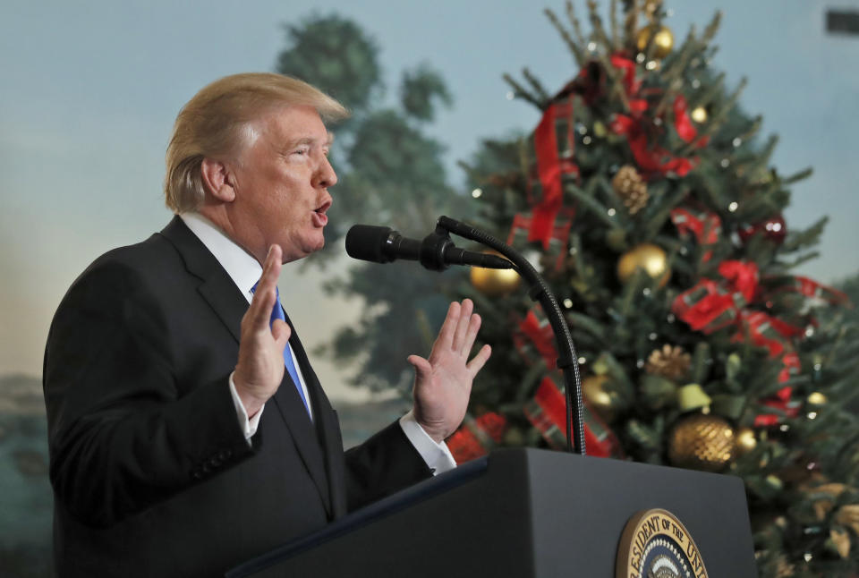 Donald Trump bei der Verkündigung, Jerusalem als Hauptstadt Israels anzuerkennen. (Bild: AP Photo)