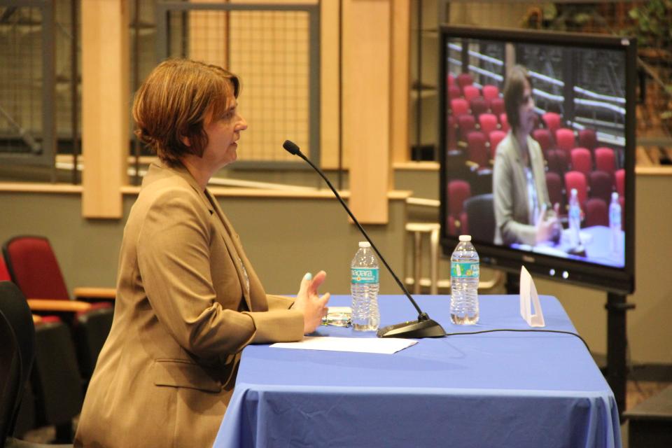 Fall River Assistant Superintendent Tracy Curley appears before the Fall River School Committee on Wednesday, June 5, 2024.