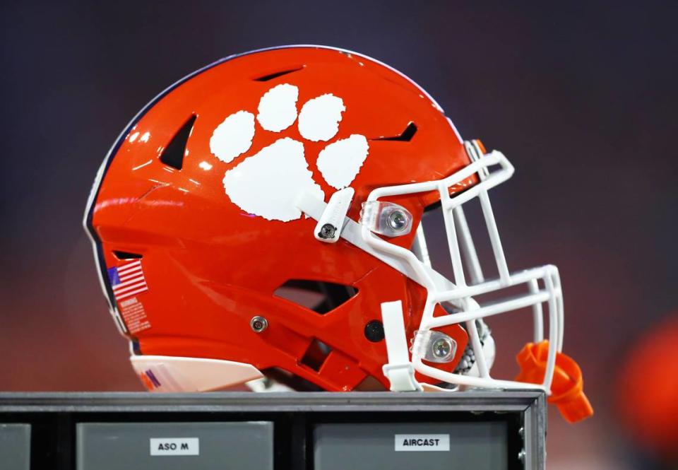 December 31, 2016; Glendale, AZ, USA; Detailed view of a Clemson Tigers helmet against the Ohio State Buckeyes in the 2016 CFP semifinal at University of Phoenix Stadium. Mandatory Credit: Mark J. Rebilas-USA TODAY Sports