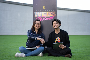 Irene Umar, Co-Founder and Indonesia Country Manager of Yield Guild Games Southeast Asia (YGG SEA, left) and Tatsuya Kohrogi, CSO of Digital Entertainment Asset (DEA, right) announce their partnership at Philippine Web3 Festival on November 18.