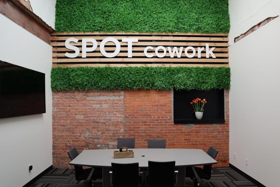 An inside meeting space with natural light at the East Avenue SPOTcowork.