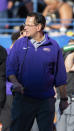 James Madison head coach Curt Cignetti watches from the sideline during the first half of an NCAA college football game against Georgia State, Saturday, Nov. 4 2023, in Atlanta. (AP Photo/Hakim Wright Sr.)