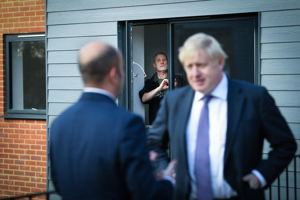 Paul O'Rourke, who served with the Royal Irish Rangers, looks on after meeting Prime Minister Boris Johnson during a visit to a veterans centre in Salisbury, whilst on the General Election campaign trail.