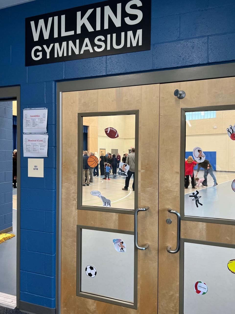 The Margaret Chase Smith Elementary School gymnasium was officially dedicated Saturday to the late physical education teacher Richard Wilkins.