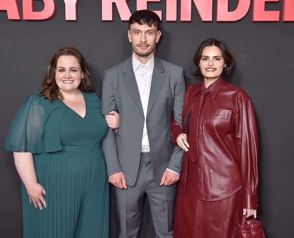 <p>Gregg DeGuire/Variety via Getty</p> (L-R) Jessica Gunning, Richard Gadd and Nava Mau at the photo call for 'Baby Reindeer' at DGA Theater Complex on May 7, 2024, in Los Angeles