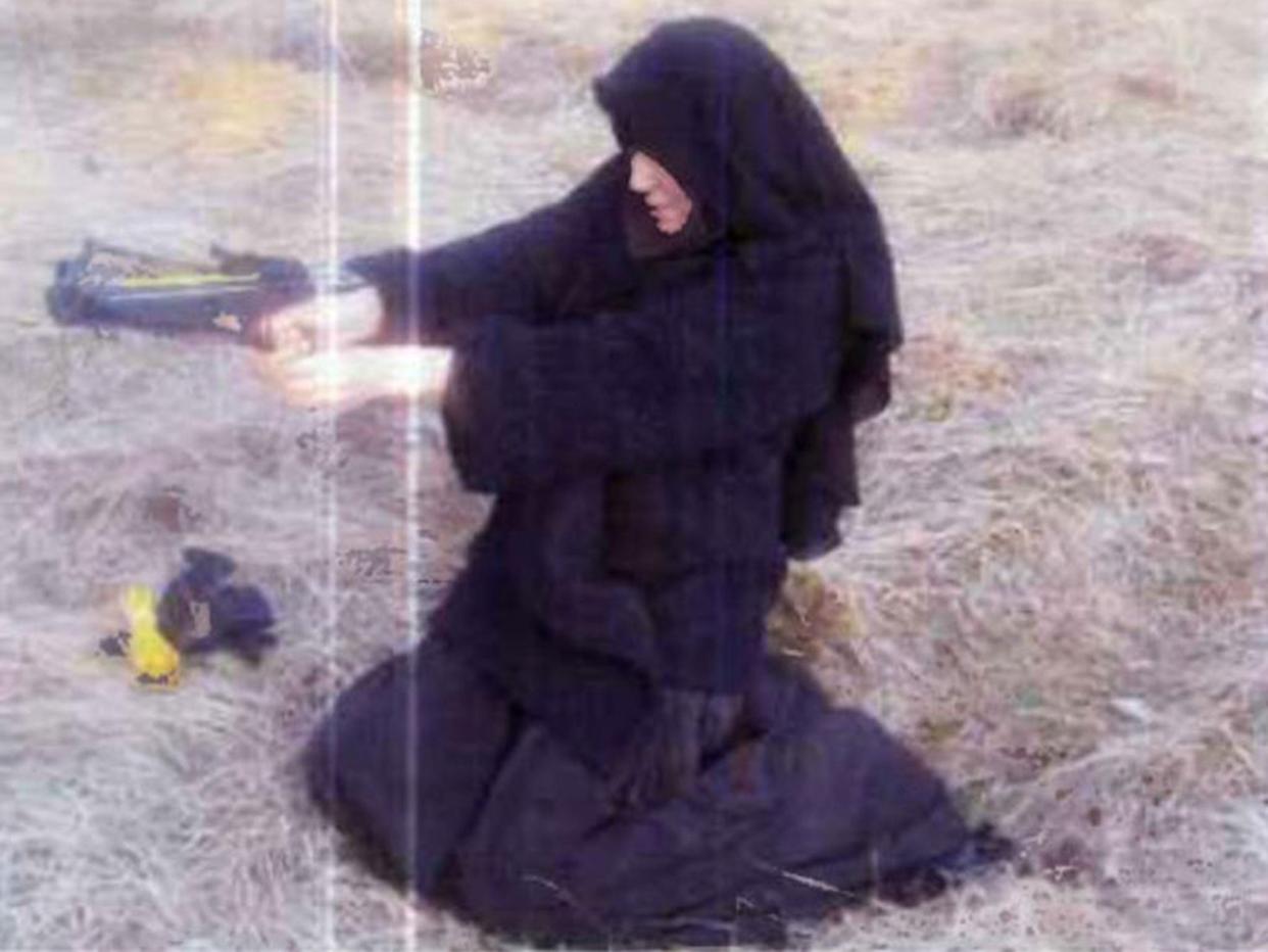 <p>Hayat Boumeddiene in 2010 while she claimed to have crossbow training with Amedy Coulibaly</p>