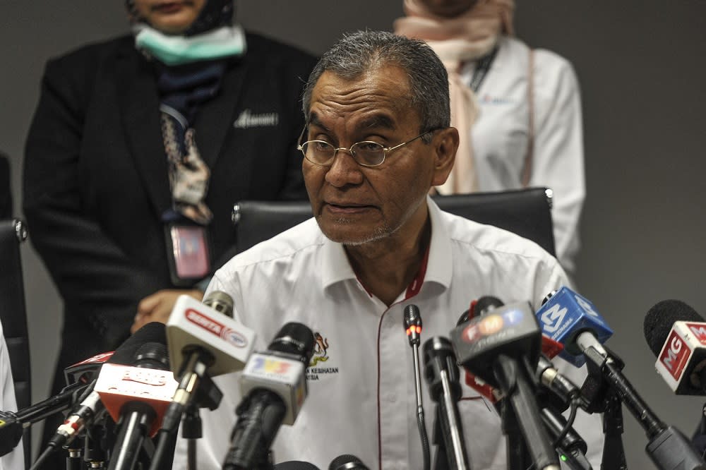 Health Minister Datuk Seri Dzulkefly Ahmad speaks to the media during a press conference after his visit to KLIA and KLIA 2 in Sepang January 27, 2020. — Picture by Shafwan Zaidon