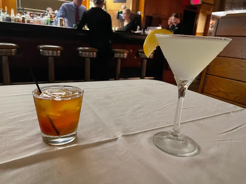 An old fashioned and a lemon drop cocktail at Akron's Diamond Grille.