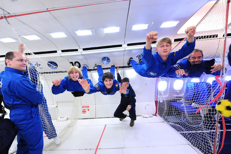 <span class="caption">ESA astronaut Samantha Christoforetti and others on a parabolic flight.</span> <span class="attribution"><span class="source">ESA</span></span>