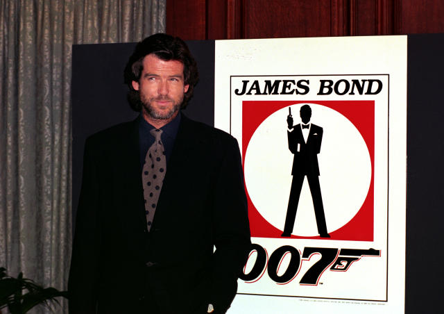 Pierce Brosnan in London after he was named the new James Bond in 1994. (PA Images via Getty Images)