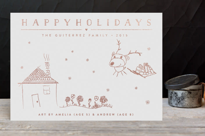 Greeting cards: Online print shops like Minted will let your kids add a personal touch to holiday greeting cards. (photo: Minted)