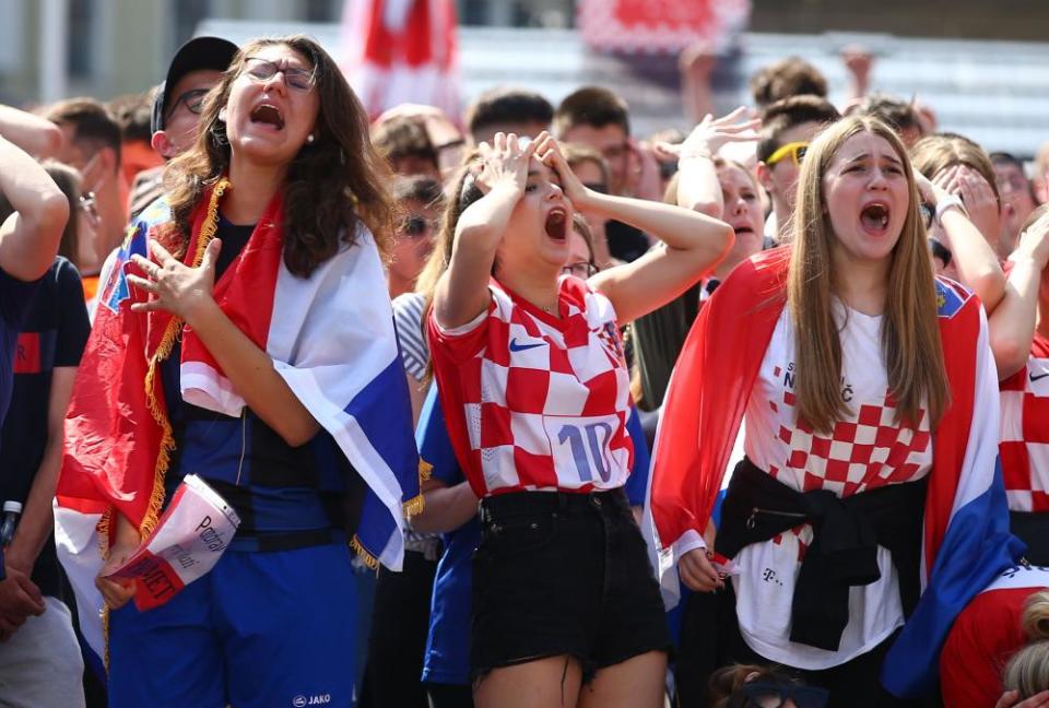 Croatia fans in Zagreb react after England’s first goal