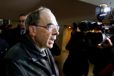 Cardinal Philippe Barbarin, Archbishop of Lyon, arrives after a break in his trial, charged with failing to act on historical allegations of sexual abuse of boy scouts by a priest in his diocese, at the courthouse in Lyon, France, January 7, 2019. REUTERS/Emmanuel Foudrot