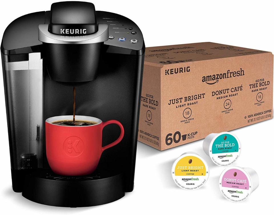 Keurig K-Classic Coffee Maker with AmazonFresh 60 Ct. Coffee Variety Pack. (Photo: Amazon)