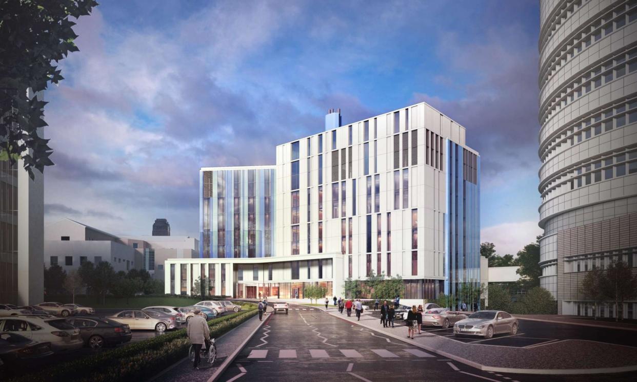 <span>An artist’s impression of Birmingham’s private Harborne hospital, where the local NHS trust has leased 72 beds over two floors.</span><span>Illustration: Harborne hospital</span>