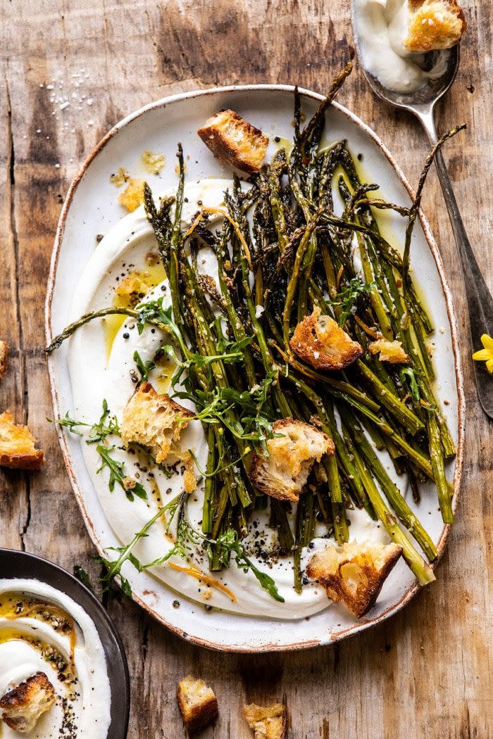 Sesame Roasted Asparagus with Whipped Feta