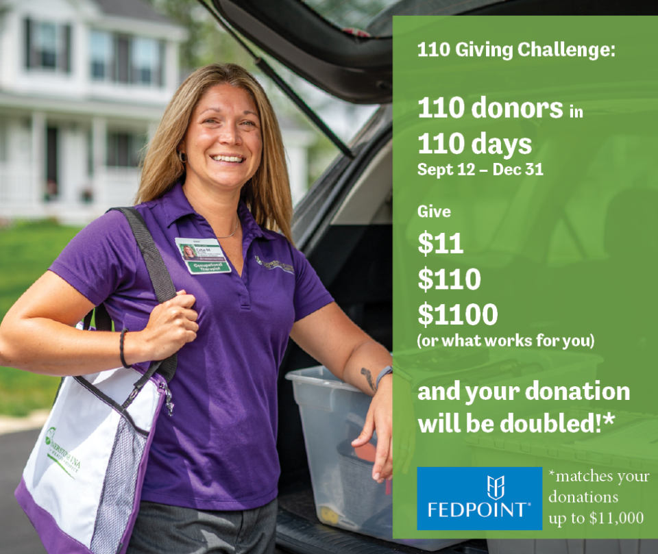 Cornerstone VNA launches their 110 Giving Challenge. Their goal is to get 110 donations in the last 110 days of 2023.