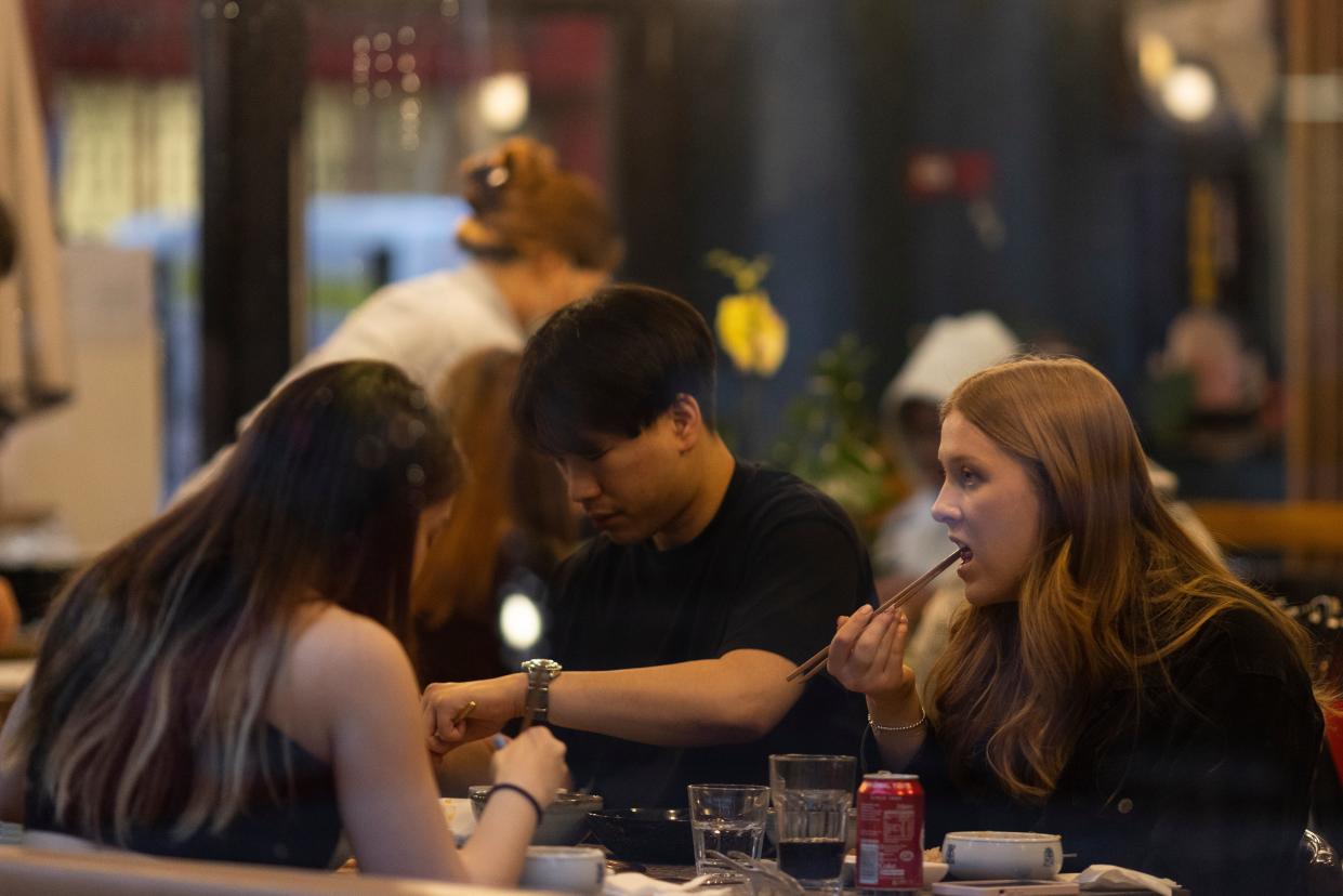 <p>Diners at a Soho restaurant  on May 17, 2021 in London, United Kingdom after restrictions were eased</p> (Getty Images)