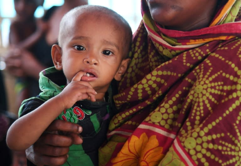 Many Rohingya families survive on a diet of rice and lentils, with occasional vegetables and dried fish at the refugee camps in Bangladesh