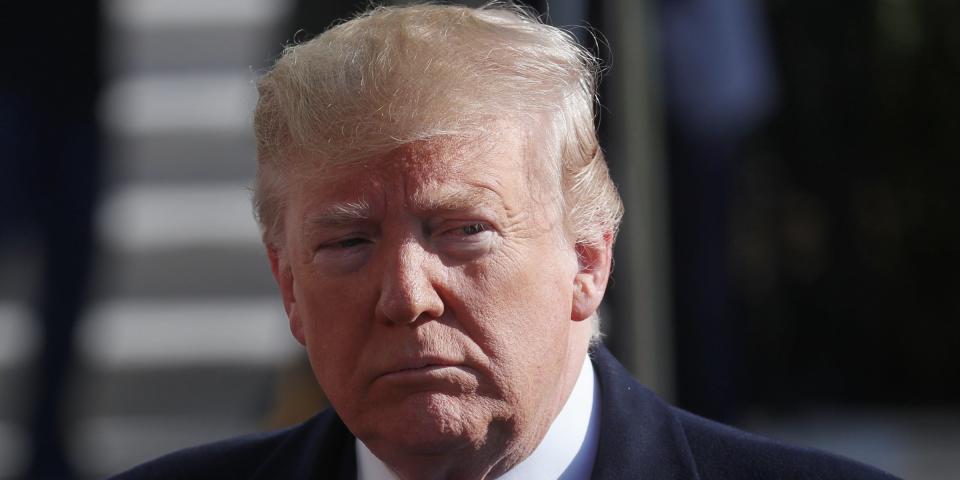 FILE PHOTO: U.S. President Donald Trump departs for travel to Georgia from the South Lawn of the White House in Washington, U.S., November 8, 2019. REUTERS/Leah Millis