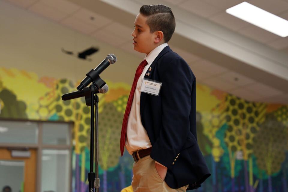 Cooper Campen won the Alachua County Spelling Bee on Feb. 7. 
(Credit: Photo courtesy of Brad Campen)