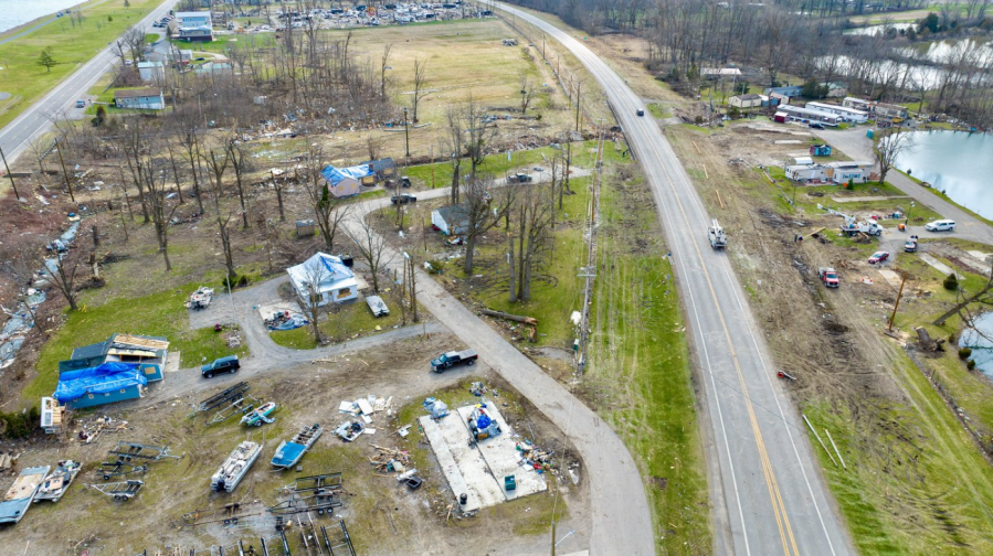 What the same location looks like on March 22 following cleanup efforts (Photo Courtesy/Indian Lake Aerials by Kevin Campbell)