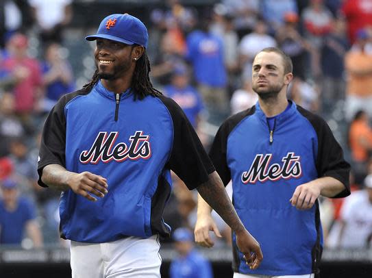 Former New York Mets' Jose Reyes reacts as he is introduced during