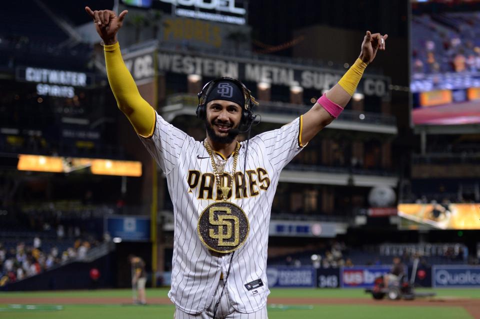 Padres shortstop Fernando Tatis Jr. ranks in the top four among all major leaguers over the past calendar year in home runs, RBI, runs scored and stolen bases.