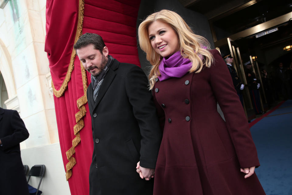 Kelly Clarkson y Brandon Blackstock a su llegada a la toma de posesión.