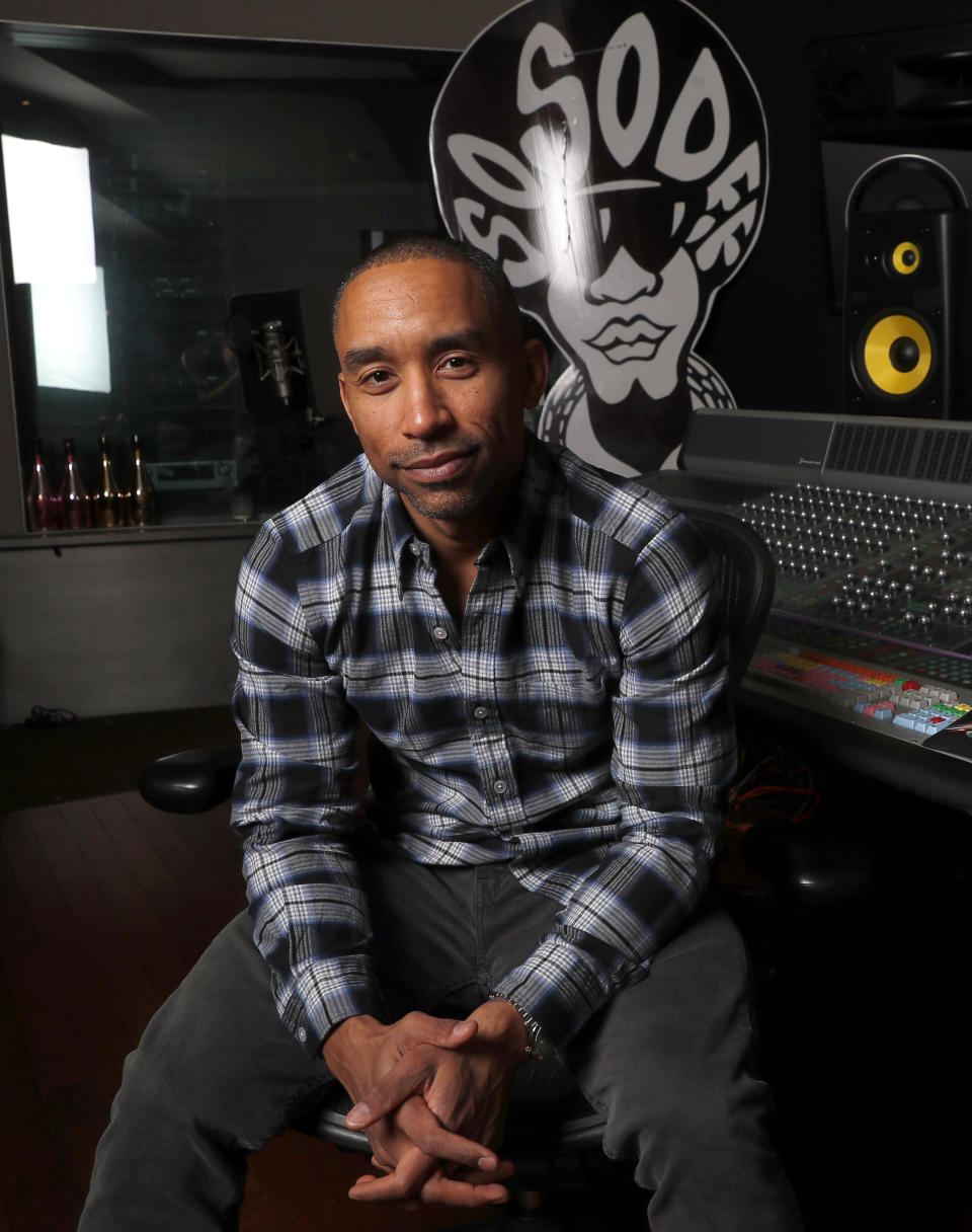 Singer-songwriter Johnta Austin poses for a photograph Friday, Dec. 20, 2019, in Atlanta to promote his album "Love, Sex & Religion.” Austin has two Grammy Awards and has co-written a handful of other multi-platinum hits deemed R&B classics, including Mariah Carey’s “We Belong Together” and Mary J. Blige’s “Be Without You.” (AP Photo/John Bazemore)