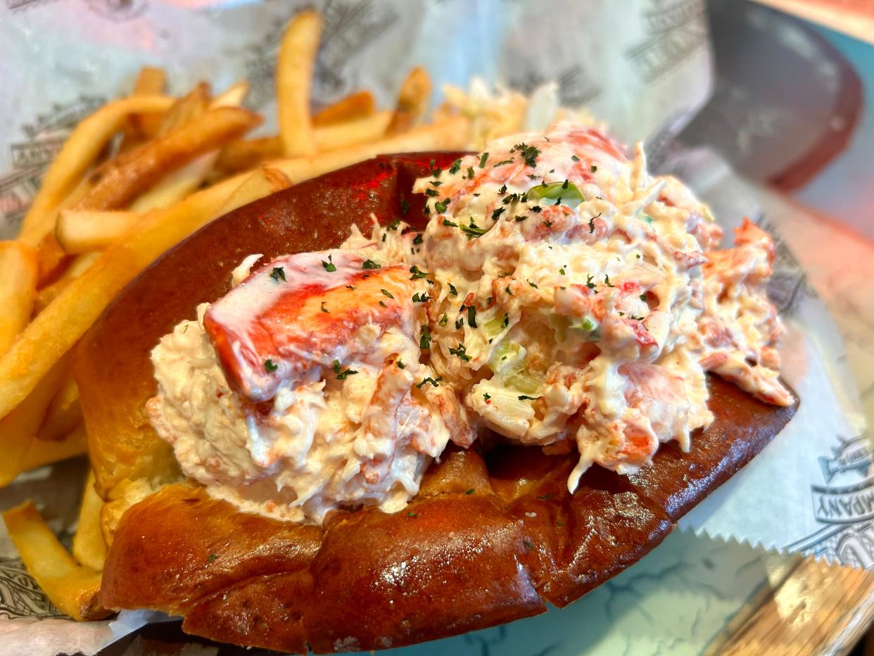 The Maine Lobster Roll at St. Paul Fish Company in the Milwaukee Public Market is served cold on a toasted, buttered split-top roll.