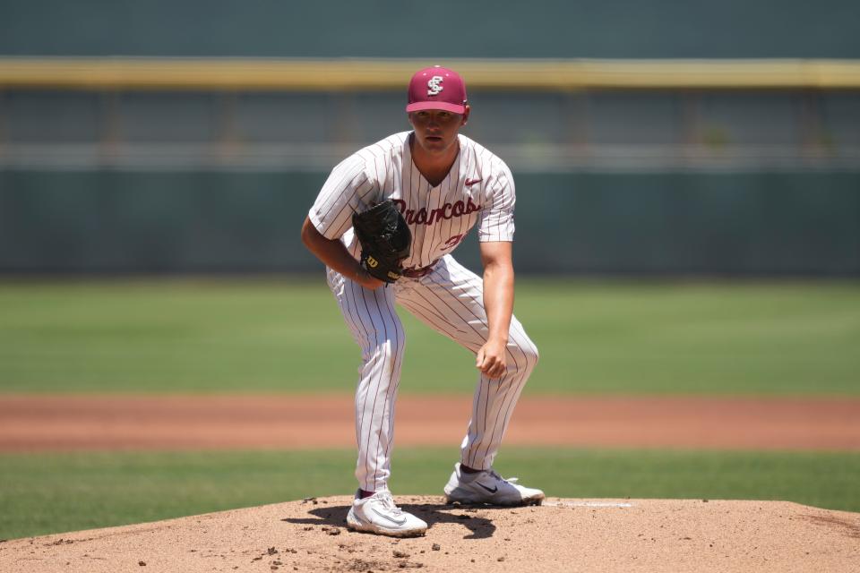 Santa Clara pitcher Brandon Gomez during the WCC Tournament. May 27, 2023. Photo courtesy of SCU Baseball on Twitter.